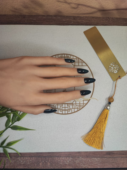 Uñas Press-On Almendradas Efecto Ojo de Gato Calipso