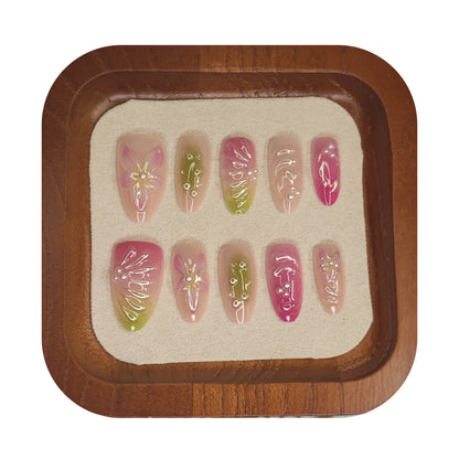 Uñas Press-On Almendradas con Diseño Floral