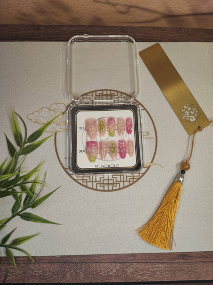 Uñas Press-On Almendradas con Diseño Floral