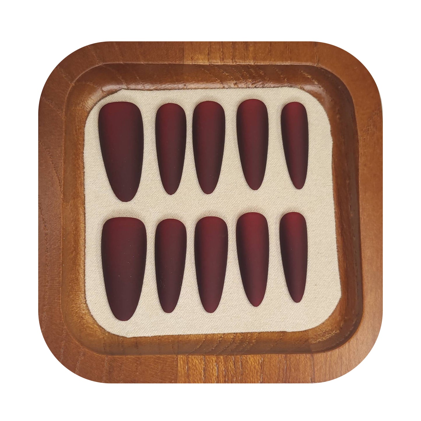 Uñas Press-On Almendradas Efecto Mate Rojo