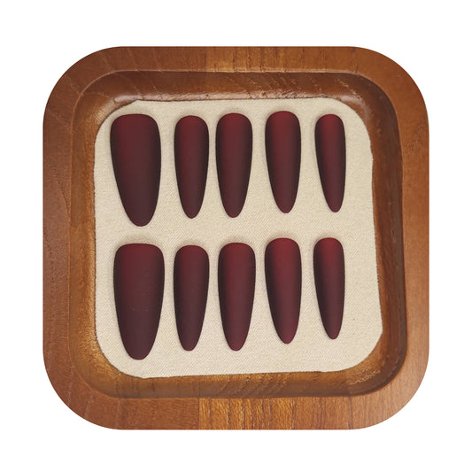 Uñas Press-On Almendradas Efecto Mate Rojo
