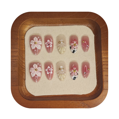 Uñas Press-On Almendradas con Diseño Sakura