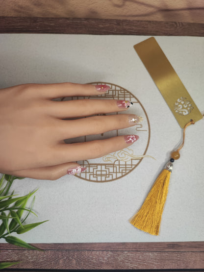 Uñas Press-On Almendradas con Diseño Sakura