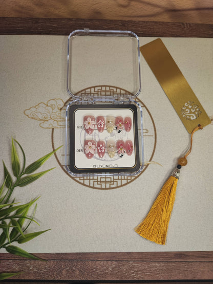 Uñas Press-On Almendradas con Diseño Sakura