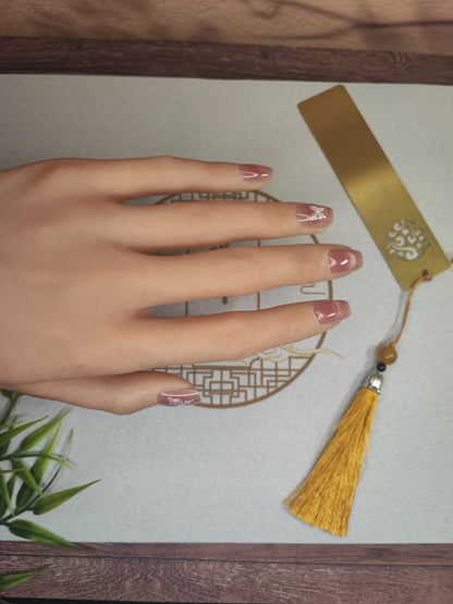 Uñas Press-On Semicuadradas con Diseño Mariposa
