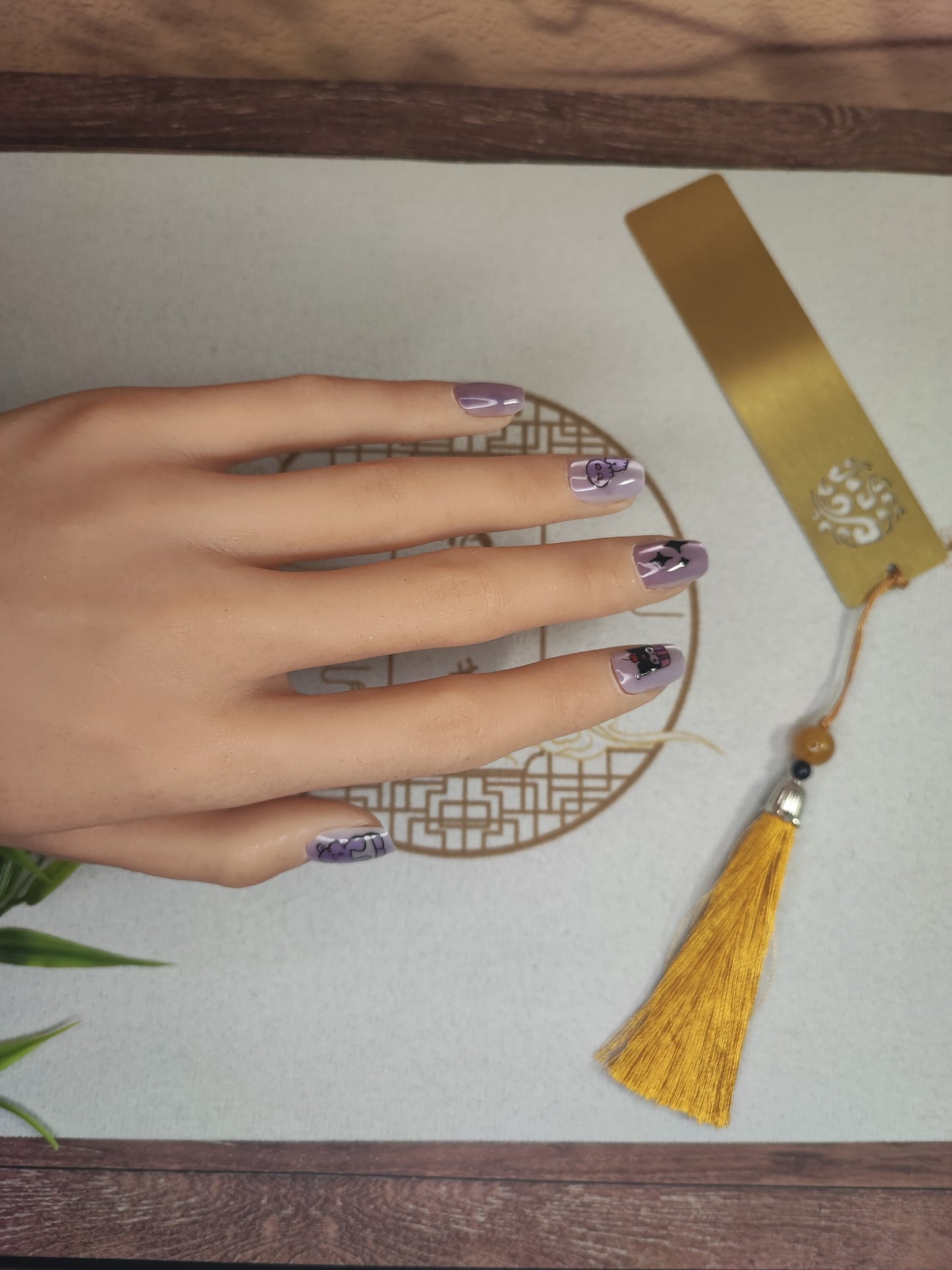 Uñas Press-On Semicuadradas con Diseño Kuromi
