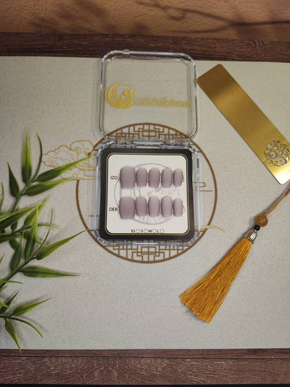 Uñas Press-On Semicuadradas Efecto Ojo de Gato-Mate Purpura